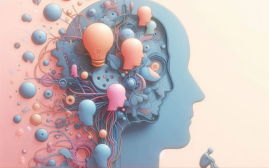 Representação artística da conexão entre mente e intestino, com elementos simbólicos do sistema nervoso e microbiota influenciando o cérebro.